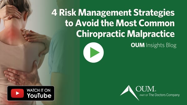 Video Thumbnail - 4 Risk Management Strategies to Avoid the Most Common Chiropractic Malpractice Claims